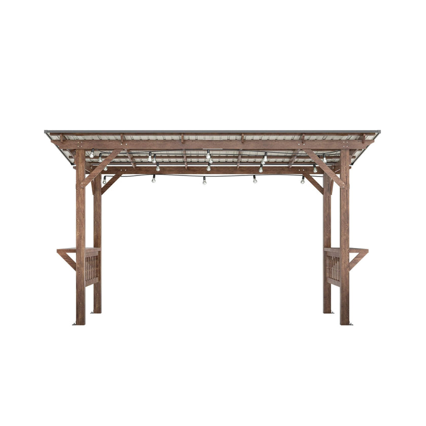 [06X13FT] Alora Durable Outdoor Hardtop BBQ Grill Shelter Gazebo With Shelves (SAK65420)