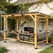 [06X13FT] Alora Premium Outdoor Hardtop Wooden BBQ Grill Gazebo (SAK97420)