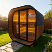 New 4-6 person Black Square Premium Thermo Spruce Wood Outdoor Sauna-FFF