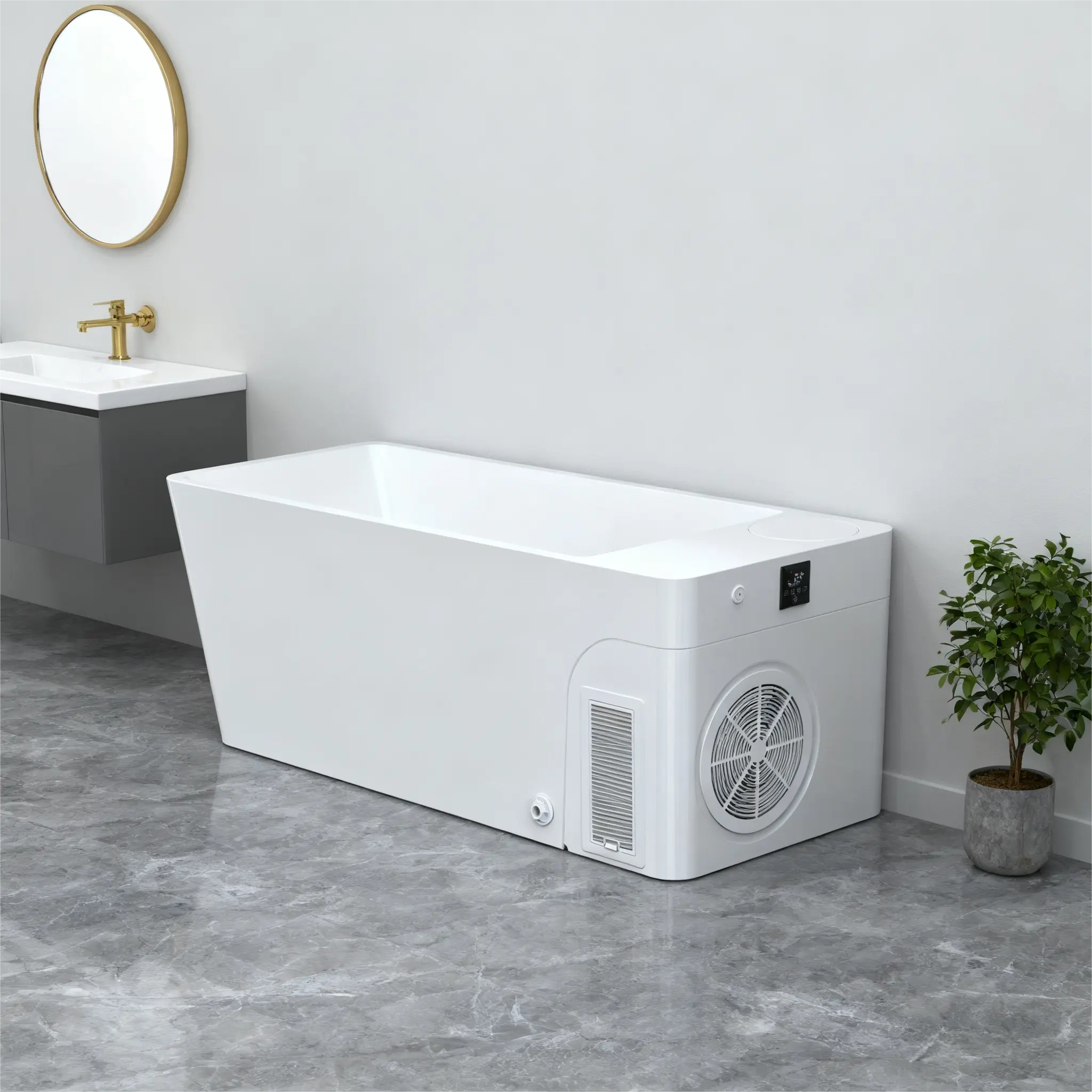 Acrylic Ice Bath Tub with Built-In Ice Machine – All-in-One Cold Plunge Spa