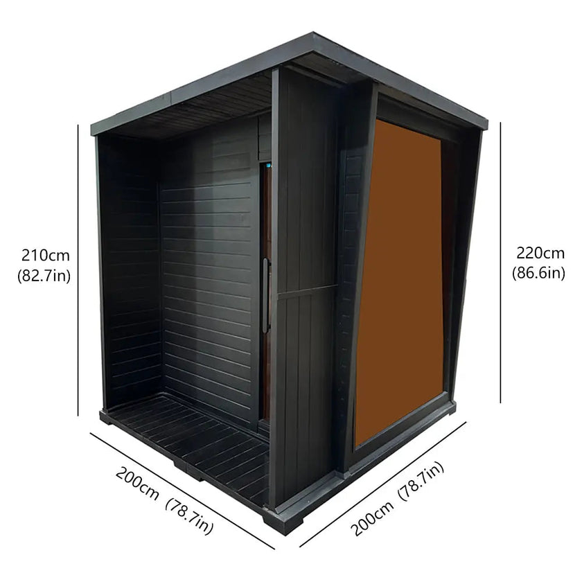 New Luxury High-End Black Square Outdoor Sauna – Modern Backyard Wellness Cabin