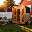 Patchwork Red Cedar Outdoor Square Sauna – Traditional Steam Kit
