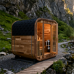 Patchwork Red Cedar Outdoor Square Sauna – Traditional Steam Kit