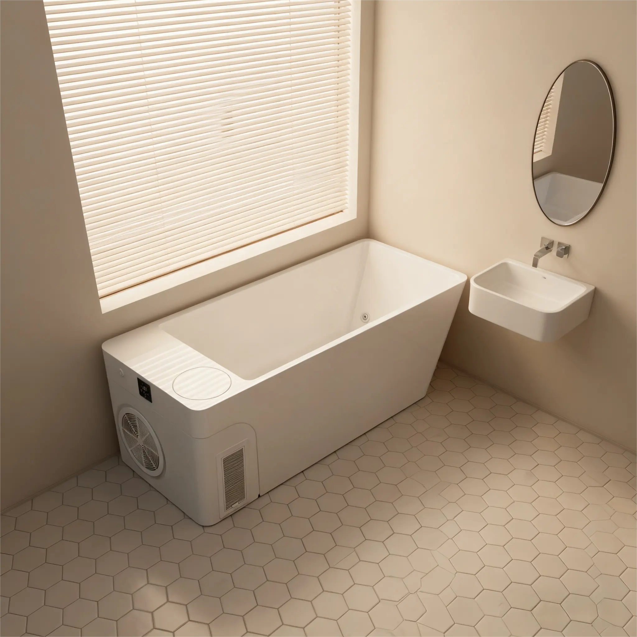 Acrylic Ice Bath Tub with Built-In Ice Machine – All-in-One Cold Plunge Spa
