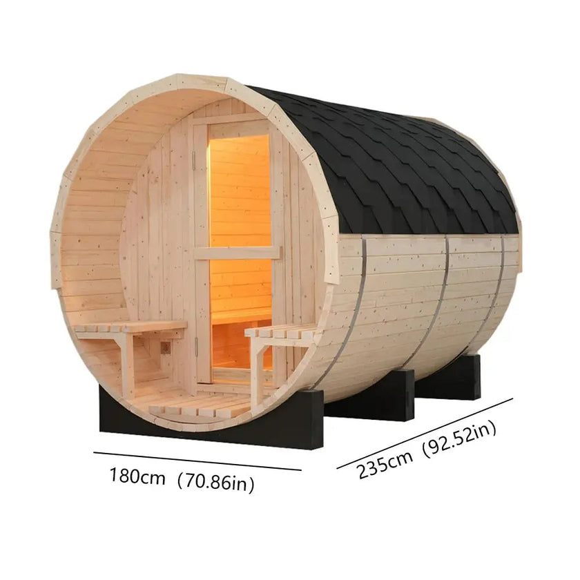4-6 Person Outdoor Barrel Sauna - Premium White Pine Wood, All-Weather Design for Backyard Relaxation