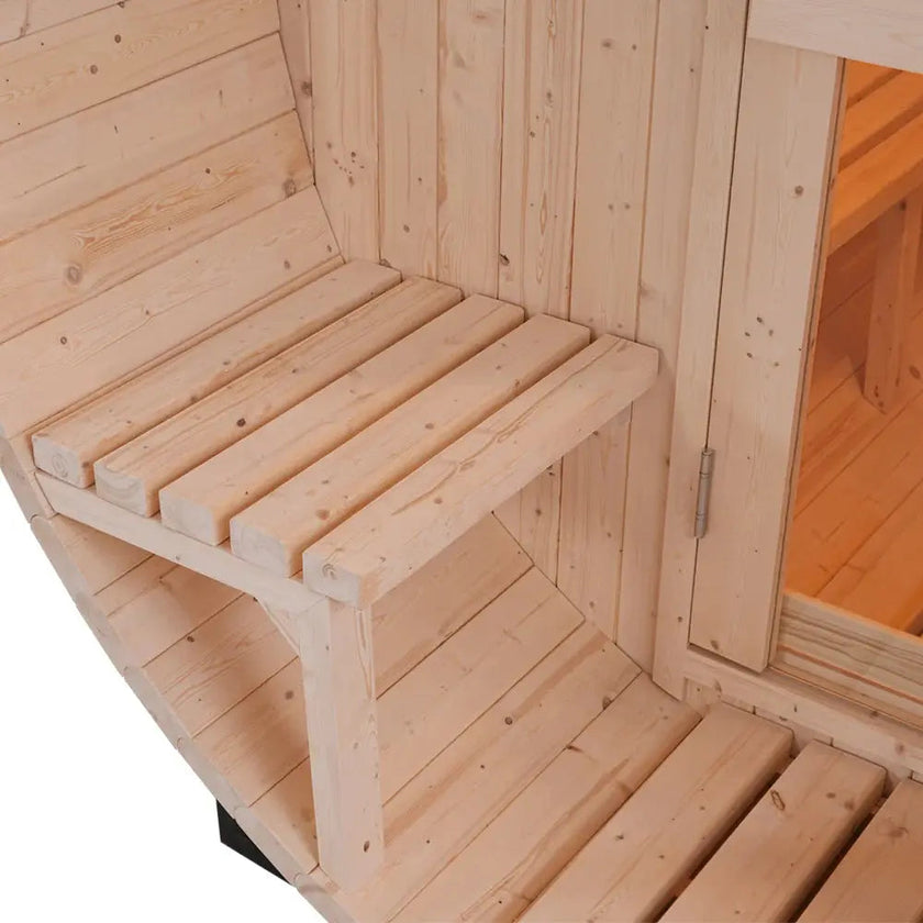 4-6 Person Outdoor Barrel Sauna - Premium White Pine Wood, All-Weather Design for Backyard Relaxation