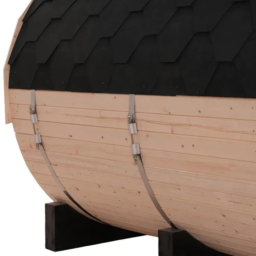 4-6 Person Outdoor Barrel Sauna - Premium White Pine Wood, All-Weather Design for Backyard Relaxation
