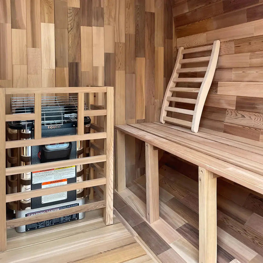 4-Person Premium Canadian Red Cedar Outdoor Traditional Steam Sauna with Tinted Glass Panels