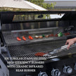 Castelle Flame 43-Inch 6-Burner 85K BTU Stainless Steel Outdoor BBQ Kitchen Island Grill With Wine Cooler, Rotisserie, And Sink (SAK19476)