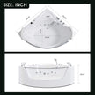 Nuvia Serenity 59-Inch 2-Person Acrylic Corner Whirlpool 16-Jet Hydro Massage Bathtub With Heater Rainbow Light (SAK12058)