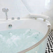 Nuvia Serenity 59-Inch 2-Person Acrylic Corner Whirlpool 16-Jet Hydro Massage Bathtub With Heater Rainbow Light (SAK12058)