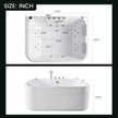 Nuvia 61-Inch 2-Person Acrylic Whirlpool Massage Bathtub With 16 Water Jets And LED Lights (SAK15780)