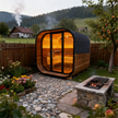New 4-6 person Black Square Premium Thermo Spruce Wood Outdoor Sauna-FFF