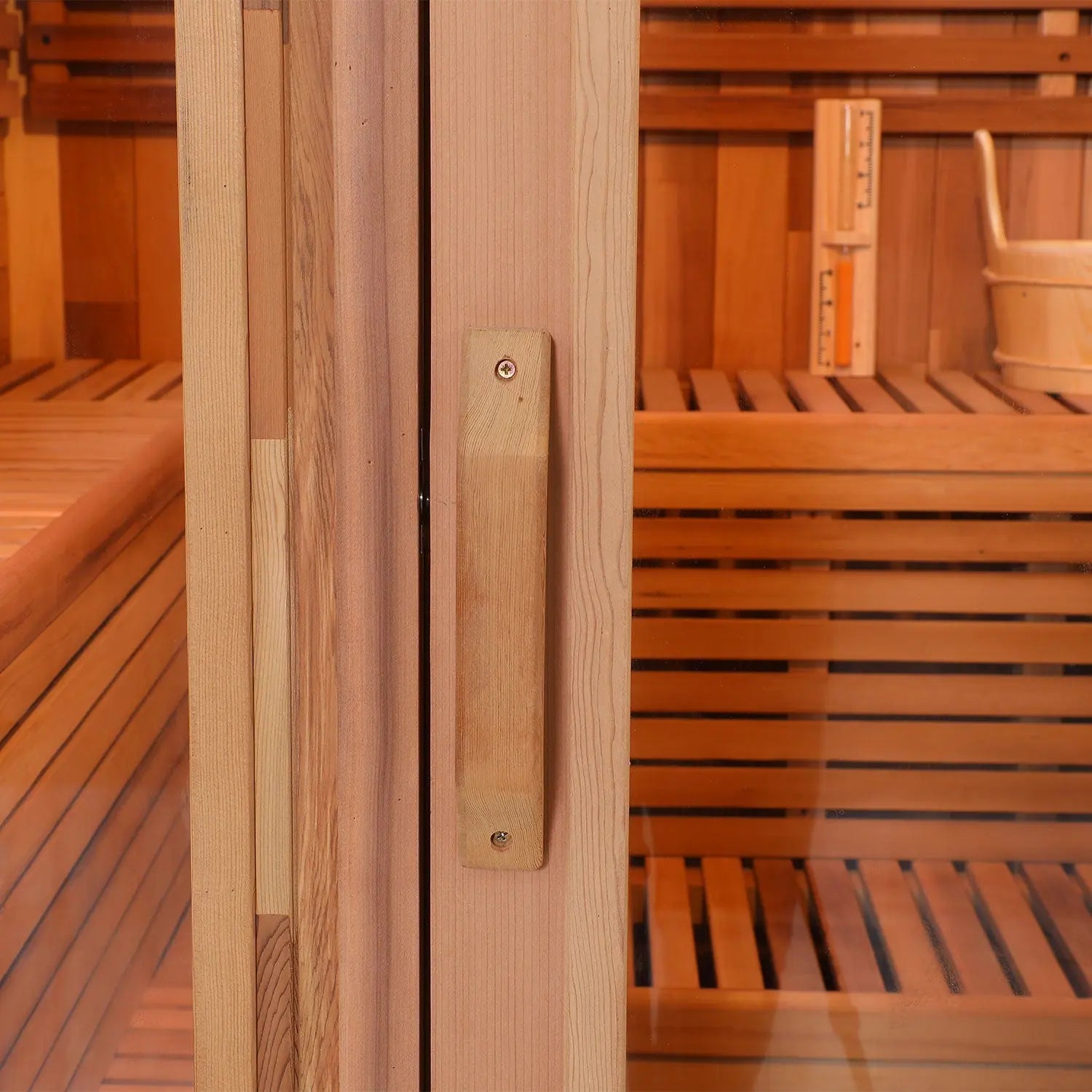 Patchwork Red Cedar Outdoor Square Sauna – Traditional Steam Kit
