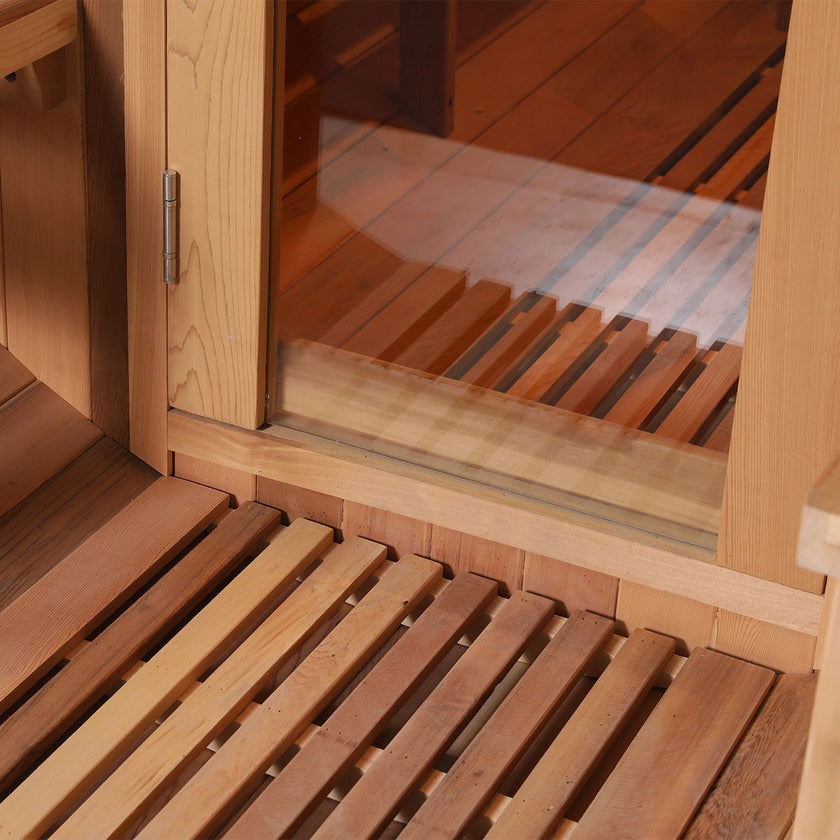 6 Person Outdoor Barrel Sauna with Front Porch
