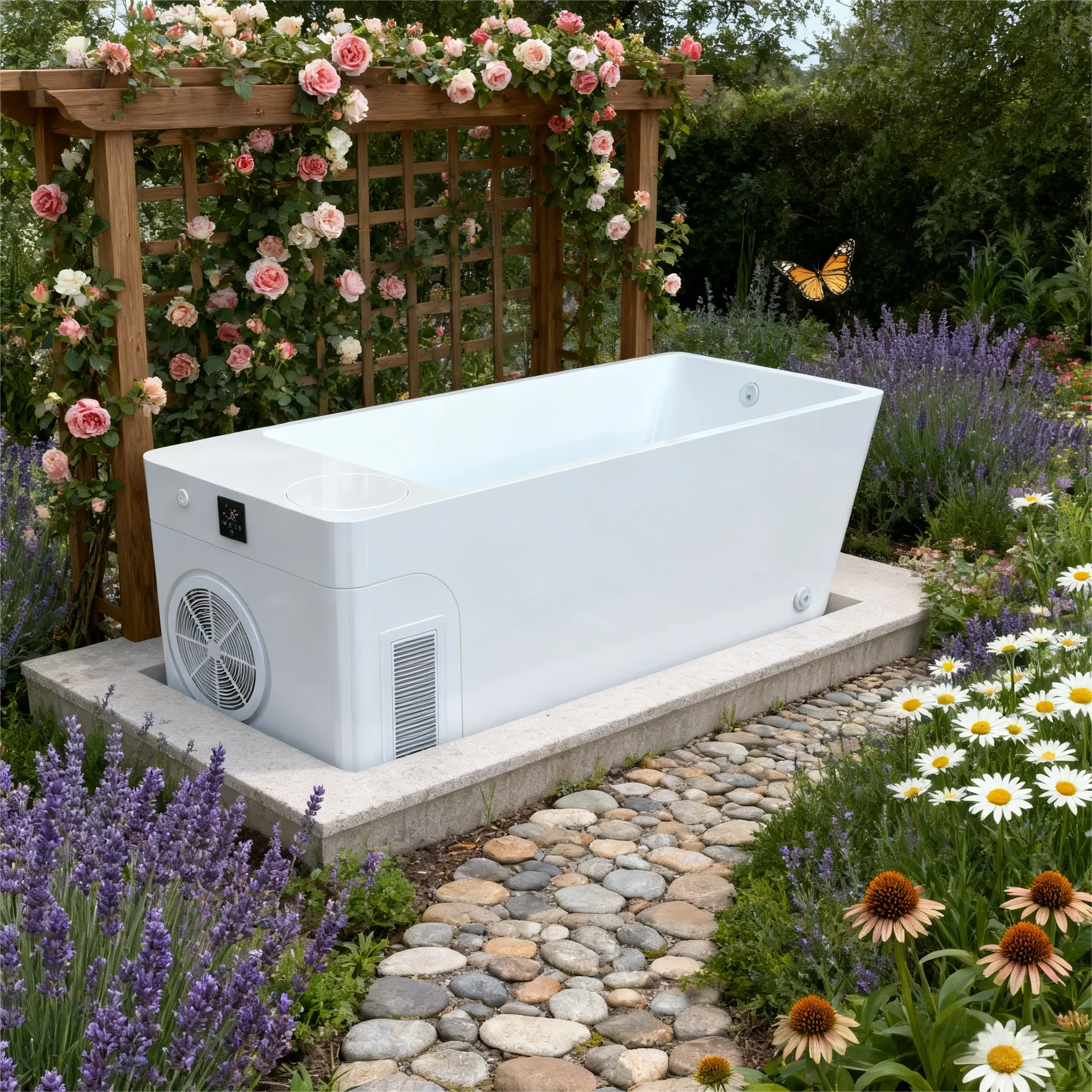 Acrylic Ice Bath Tub with Built-In Ice Machine – All-in-One Cold Plunge Spa