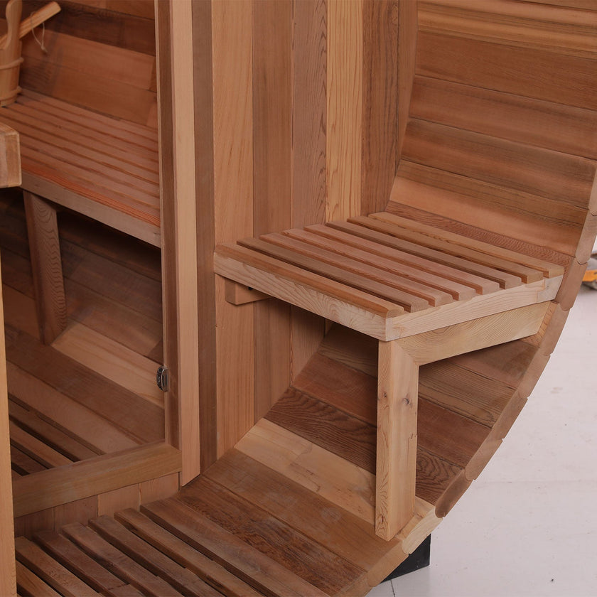 6 Person Outdoor Barrel Sauna with Front Porch
