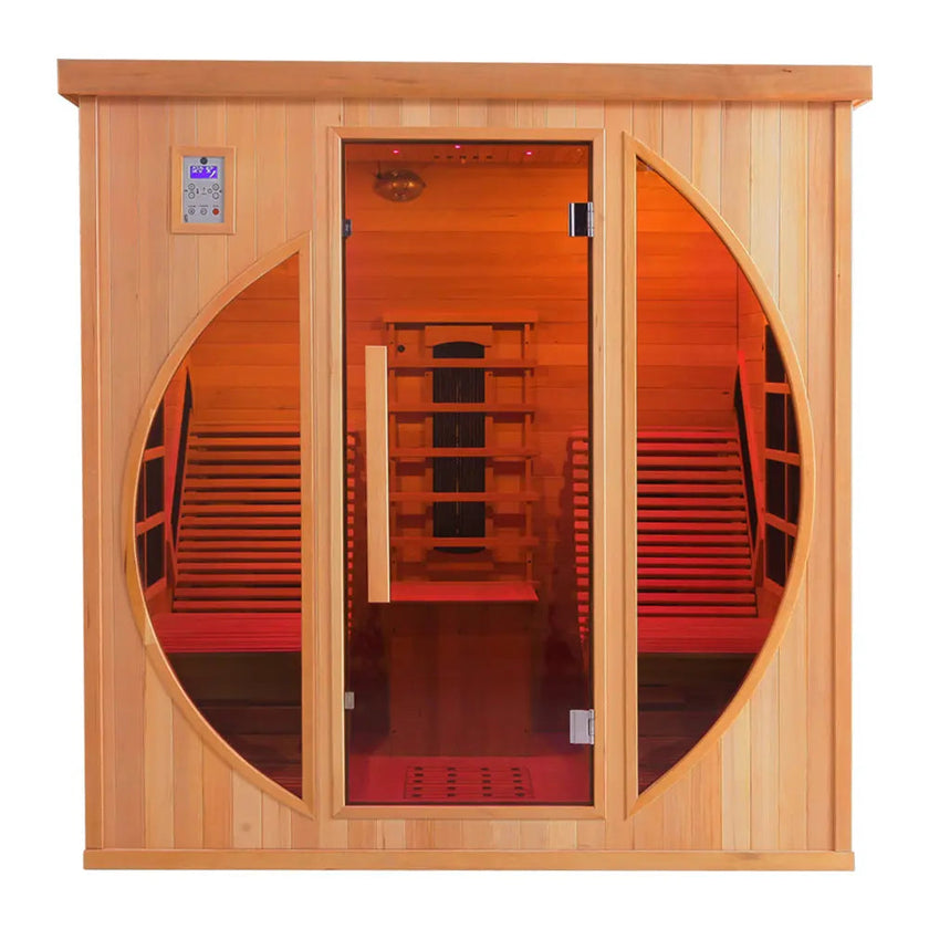 2-Person Red Cedar Indoor Infrared Sauna with Recliner & 7-Color LED Lights