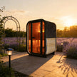 Outdoor Traditional Steam Sauna - Carbonized Spruce Wood, Tinted Glass, 6KW Heater