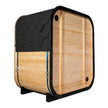 Traditional Outdoor Steam Sauna for 4 People – Carbonized Spruce Wood, 6KW Heater, Tinted Glass Panels, Weather-Resistant Backyard Spa with LED Lighting
