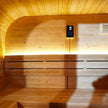 Traditional Outdoor Steam Sauna for 4 People – Carbonized Spruce Wood, 6KW Heater, Tinted Glass Panels, Weather-Resistant Backyard Spa with LED Lighting