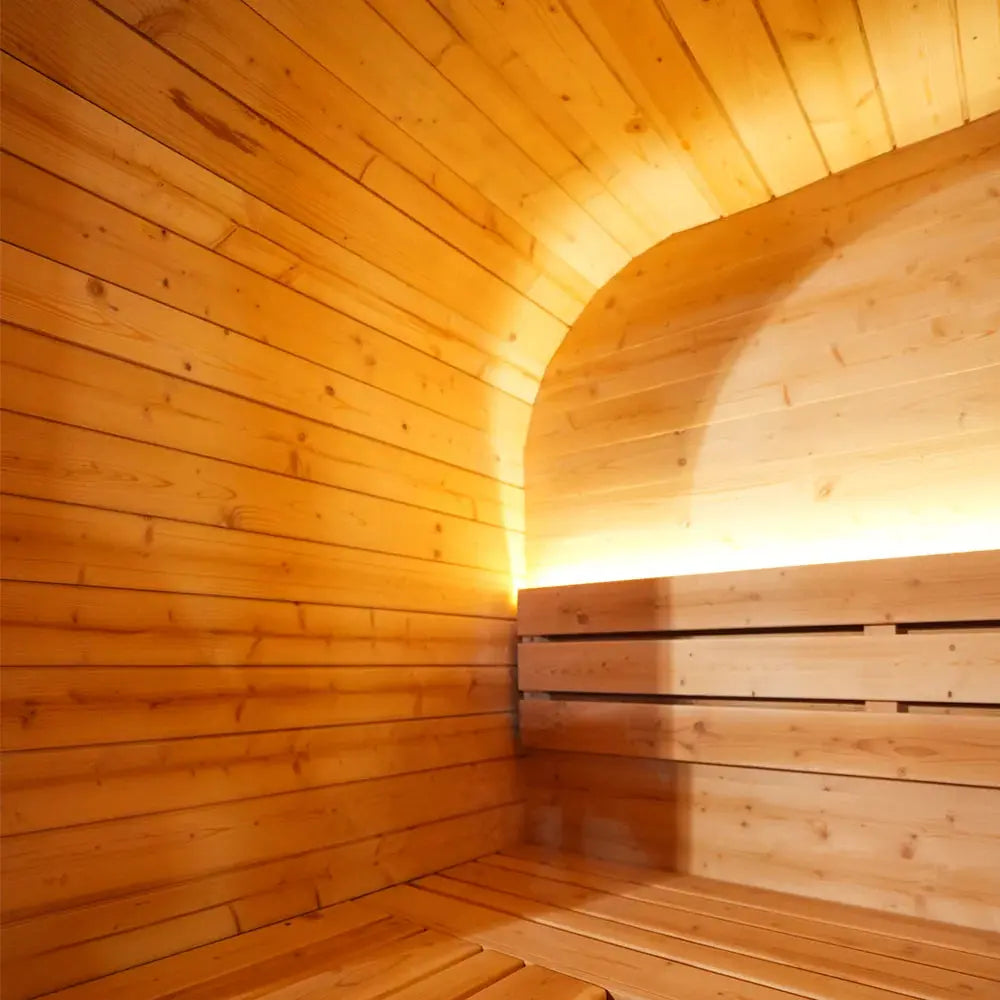 Traditional Outdoor Steam Sauna for 4 People – Carbonized Spruce Wood, 6KW Heater, Tinted Glass Panels, Weather-Resistant Backyard Spa with LED Lighting