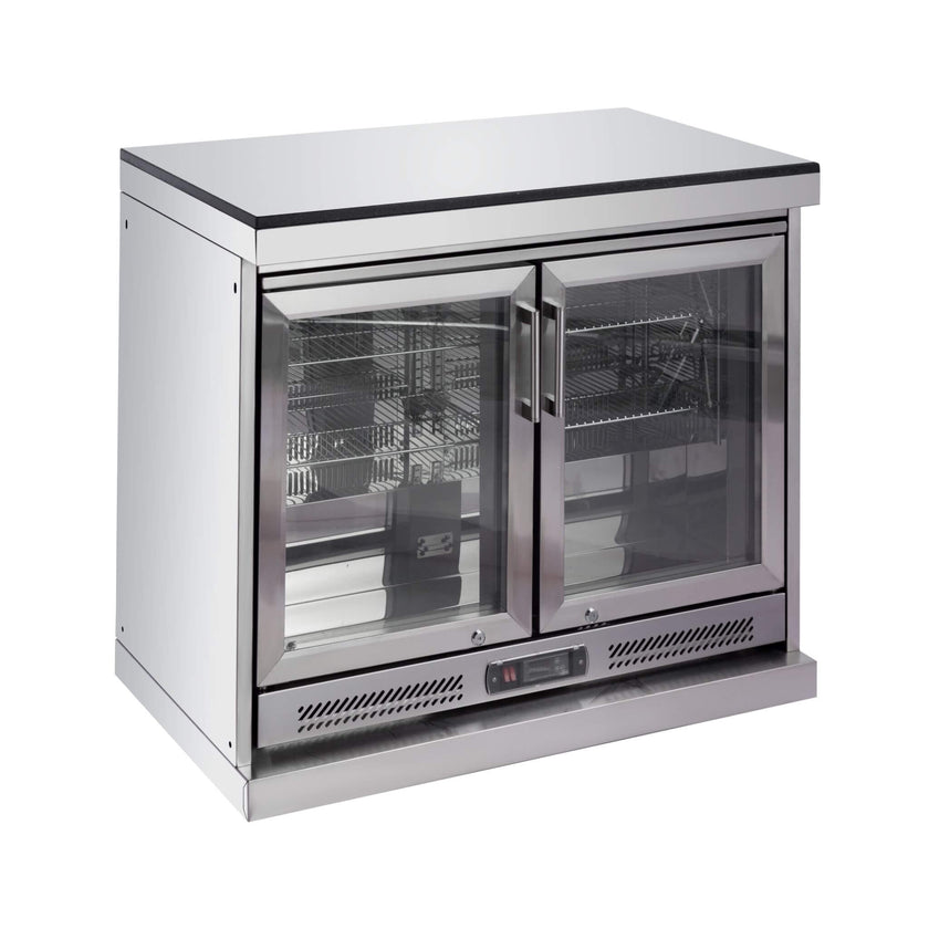 Castelle Flame 62-Inch 6-Burner Gas Outdoor Grill Island With Wine Cooler And Rotisserie (SAK31642)