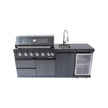 Castelle Flame 85K BTU Outdoor BBQ Kitchen Grill Island With 43-Inch 6-Burner Grill, Wine Fridge, Rotisserie Kit, And Sink (SAK23864)