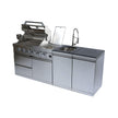Castelle Flame Stainless Steel Outdoor BBQ Kitchen Island With 46-Inch 4-Burner 85K BTU Grill, Rotisserie Kit, And Cabinets (SAK93192)