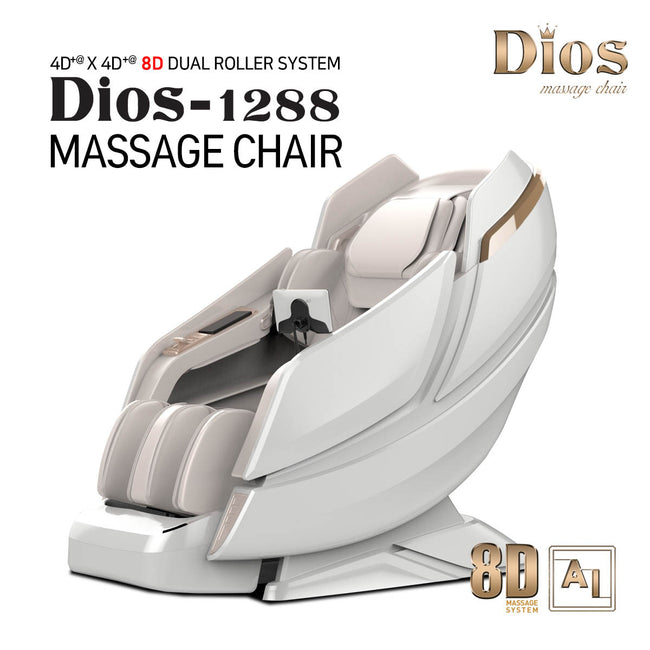 Dios Massage Chair AI Dual Air Tech Touch Roller SL-track with Brain Relaxation Program Dios-1288 White
