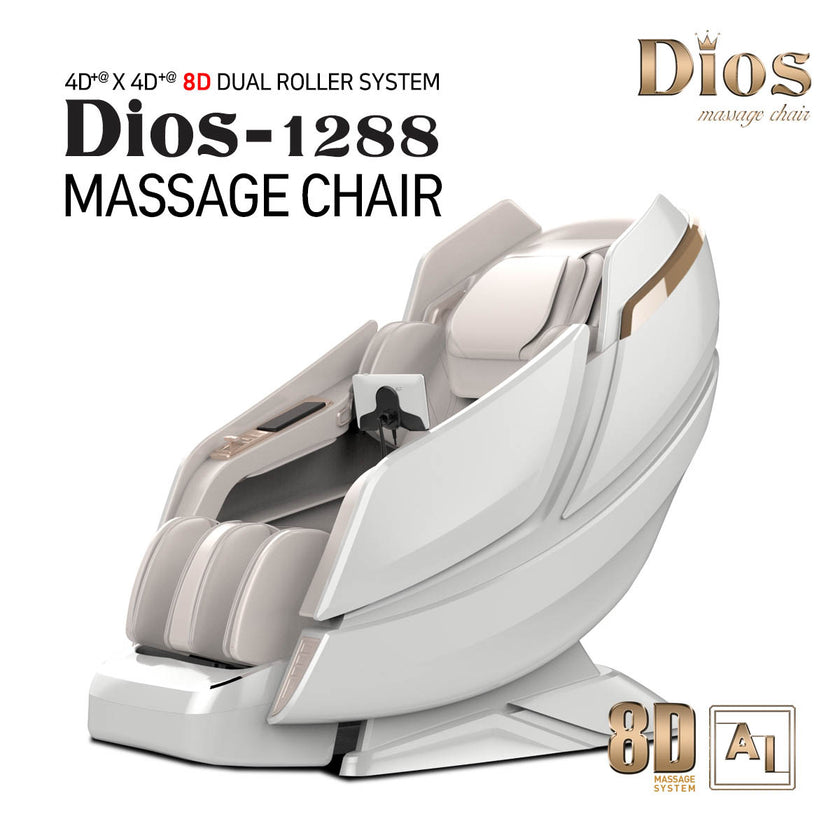 Dios Massage Chair AI Dual Air Tech Touch Roller SL-track with Brain Relaxation Program Dios-1288 White