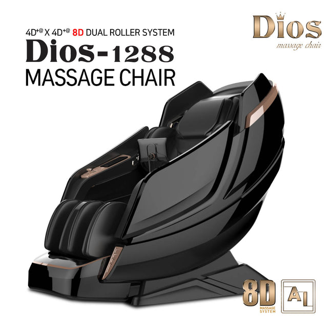 Dios Massage Chair AI Dual Air Tech Touch Roller SL-track with Brain Relaxation Program Dios-1288 Black