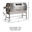 Heavy-Duty Commercial 125 LB Portable Electric Stainless Steel Hooded BBQ Rotisserie Grill With Viewing Window (SAK31975)