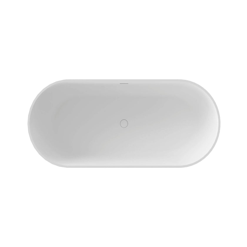 Nuvia 59-Inch Luxury Solid Surface Matte White Freestanding Soaking Tub (SAK95320)