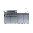 Castelle Flame Outdoor BBQ Kitchen Island With 43-Inch 6-Burner 85K BTU Propane Gas Grill, Rotisserie Kit, And Storage Cabinets (SAK95623)