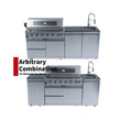 Castelle Flame Outdoor BBQ Kitchen Island With 43-Inch 6-Burner 85K BTU Propane Gas Grill, Rotisserie Kit, And Storage Cabinets (SAK95623)