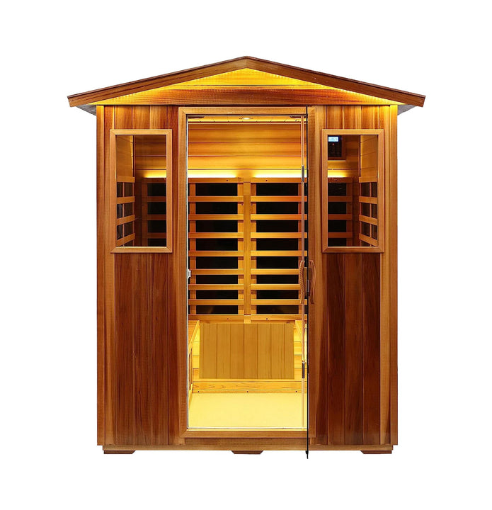 Thermora 4-Person Outdoor Infrared Hemlock Sauna With Tempered Glass Door (SAK82140)